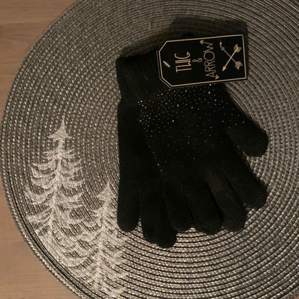 New Twig & Arrow, Black Gloves, glitter stud accents never worn.